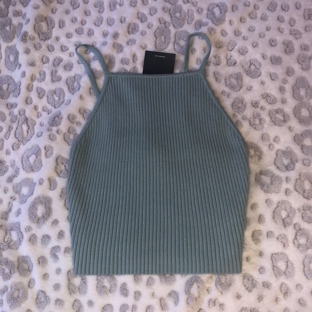 Forever 21 Blue Knit Ribbed Halter Top